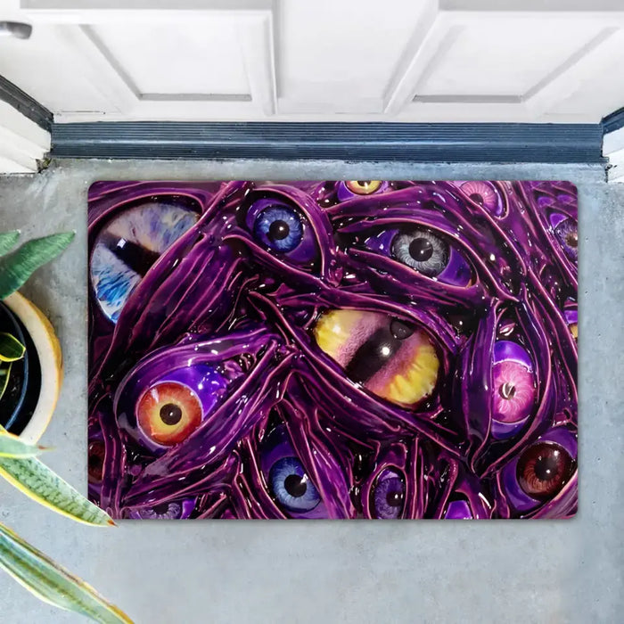 Personalized Creepy Glowing Eyes Doormat - Halloween Gift Idea