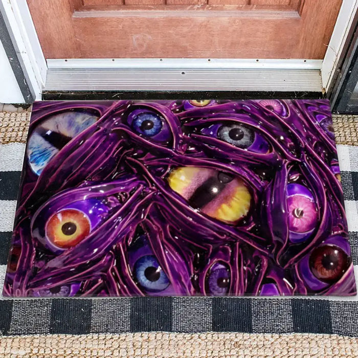 Personalized Creepy Glowing Eyes Doormat - Halloween Gift Idea