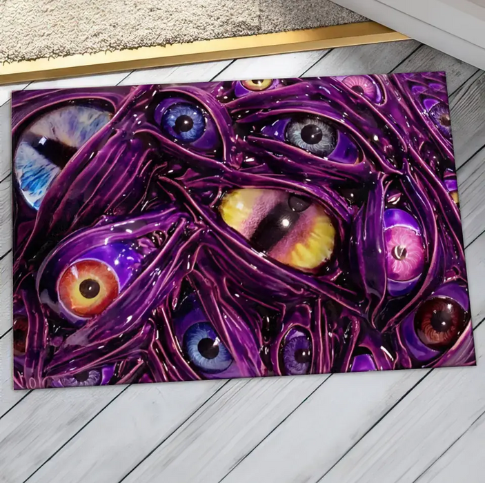 Personalized Creepy Glowing Eyes Doormat - Halloween Gift Idea