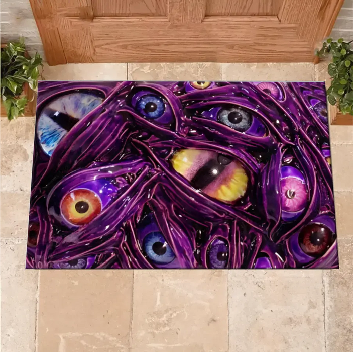 Personalized Creepy Glowing Eyes Doormat - Halloween Gift Idea