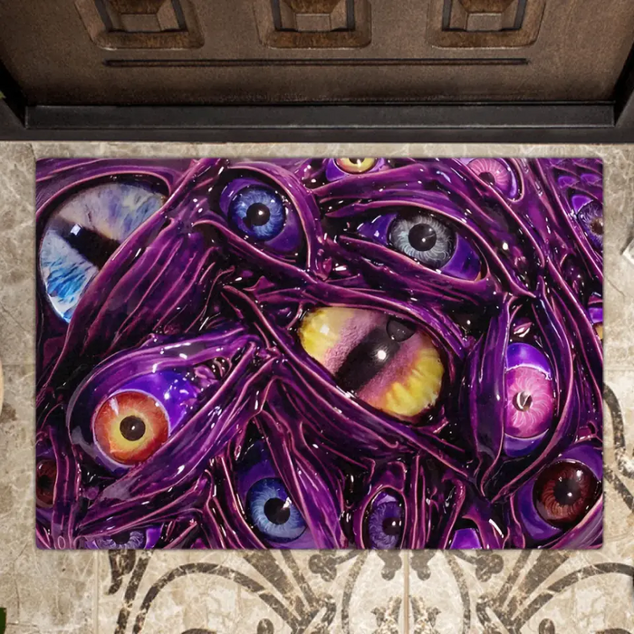 Personalized Creepy Glowing Eyes Doormat - Halloween Gift Idea