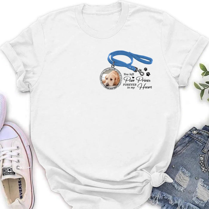 Personalized Memorial Dog Lead T-shirt/Hoodie - Memorial Gift Idea For Dog Lover - You Left Paw Prints Forever In My Heart