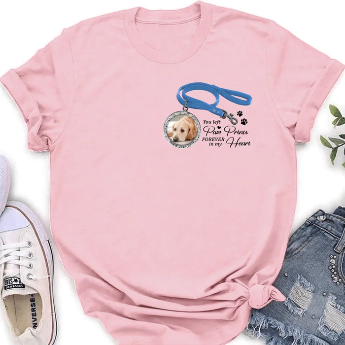 Personalized Memorial Dog Lead T-shirt/Hoodie - Memorial Gift Idea For Dog Lover - You Left Paw Prints Forever In My Heart