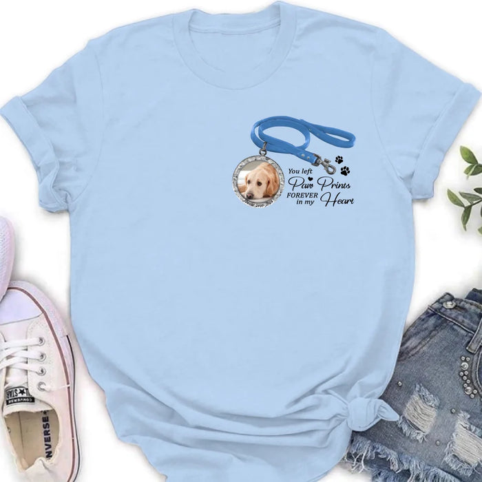 Personalized Memorial Dog Lead T-shirt/Hoodie - Memorial Gift Idea For Dog Lover - You Left Paw Prints Forever In My Heart