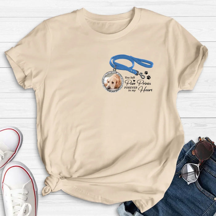 Personalized Memorial Dog Lead T-shirt/Hoodie - Memorial Gift Idea For Dog Lover - You Left Paw Prints Forever In My Heart