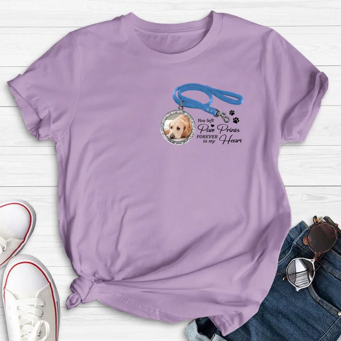 Personalized Memorial Dog Lead T-shirt/Hoodie - Memorial Gift Idea For Dog Lover - You Left Paw Prints Forever In My Heart