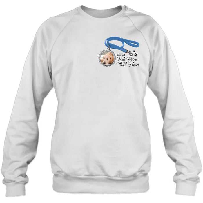 Personalized Memorial Dog Lead T-shirt/Hoodie - Memorial Gift Idea For Dog Lover - You Left Paw Prints Forever In My Heart