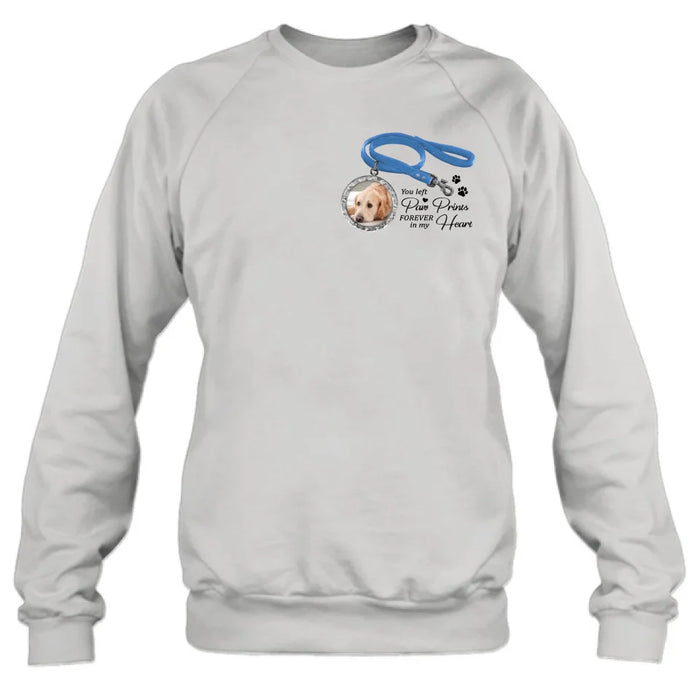 Personalized Memorial Dog Lead T-shirt/Hoodie - Memorial Gift Idea For Dog Lover - You Left Paw Prints Forever In My Heart