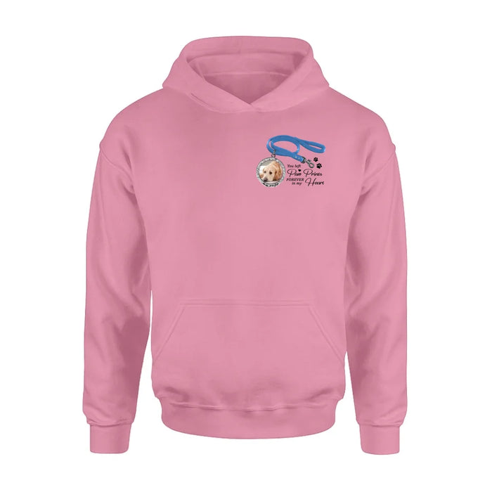 Personalized Memorial Dog Lead T-shirt/Hoodie - Memorial Gift Idea For Dog Lover - You Left Paw Prints Forever In My Heart