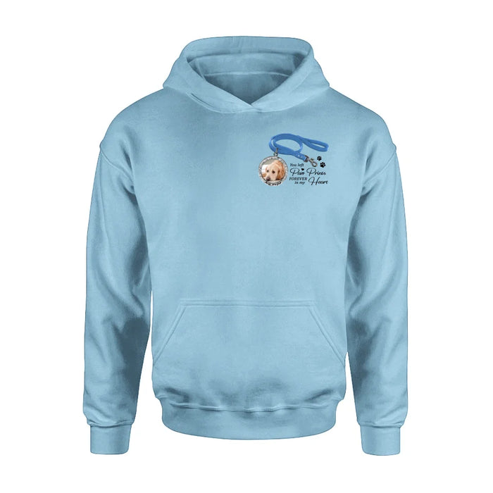 Personalized Memorial Dog Lead T-shirt/Hoodie - Memorial Gift Idea For Dog Lover - You Left Paw Prints Forever In My Heart