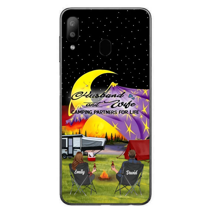 Custom Personalized Camping Phone Case - Couple/ Parents With Upto 3 Kids And 4 Pets - Gift Idea For Camping Lover - Case For iPhone And Samsung
