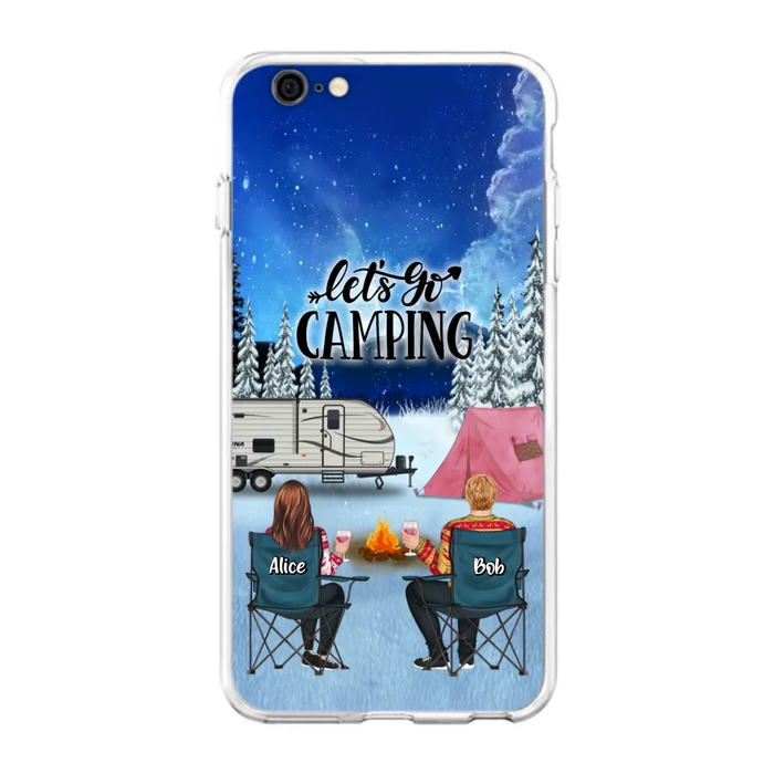 Personalized Christmas Camping Phone Case - Christmas Gift For Family/Couple/Camping Lover - Up to 2 Kids and 3 Pets - Let's Go Camping - Case For iPhone And Samsung