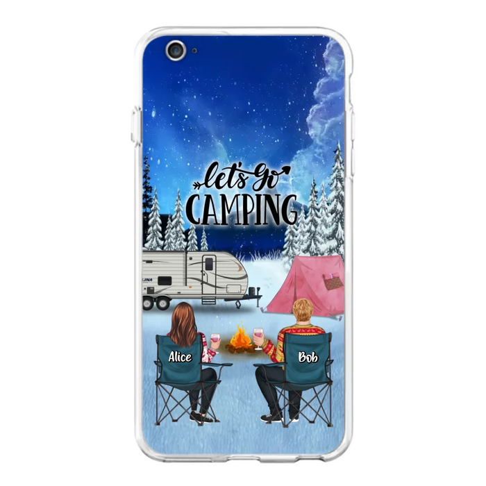 Personalized Christmas Camping Phone Case - Christmas Gift For Family/Couple/Camping Lover - Up to 2 Kids and 3 Pets - Let's Go Camping - Case For iPhone And Samsung