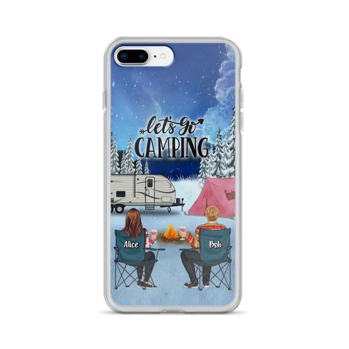 Personalized Christmas Camping Phone Case - Christmas Gift For Family/Couple/Camping Lover - Up to 2 Kids and 3 Pets - Let's Go Camping - Case For iPhone And Samsung