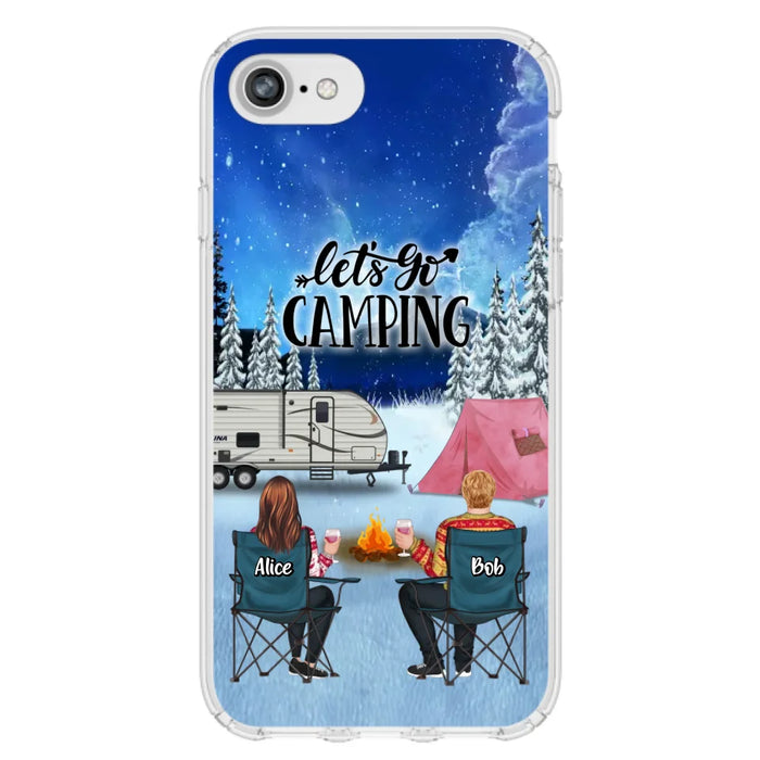 Personalized Christmas Camping Phone Case - Christmas Gift For Family/Couple/Camping Lover - Up to 2 Kids and 3 Pets - Let's Go Camping - Case For iPhone And Samsung