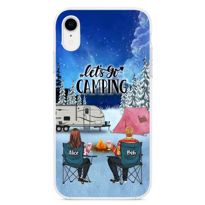 Personalized Christmas Camping Phone Case - Christmas Gift For Family/Couple/Camping Lover - Up to 2 Kids and 3 Pets - Let's Go Camping - Case For iPhone And Samsung