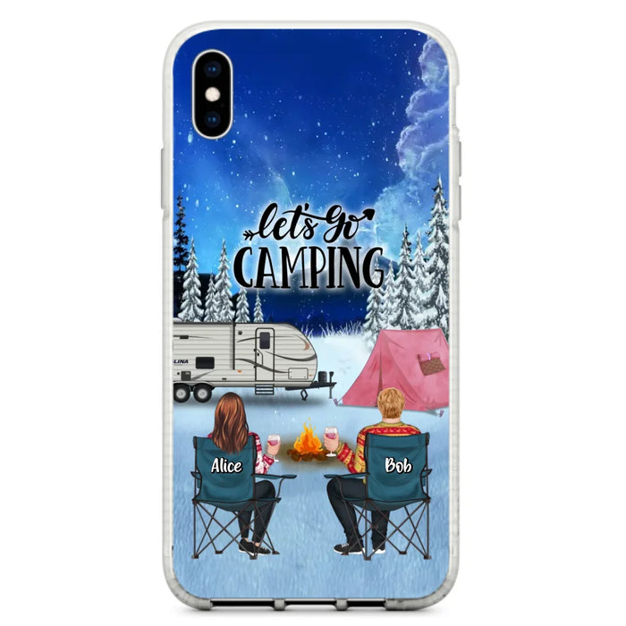 Personalized Christmas Camping Phone Case - Christmas Gift For Family/Couple/Camping Lover - Up to 2 Kids and 3 Pets - Let's Go Camping - Case For iPhone And Samsung