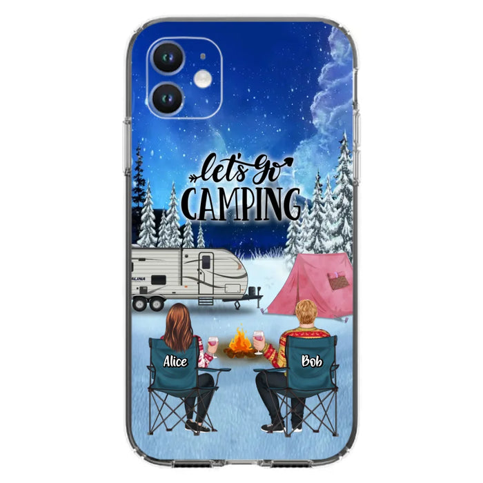 Personalized Christmas Camping Phone Case - Christmas Gift For Family/Couple/Camping Lover - Up to 2 Kids and 3 Pets - Let's Go Camping - Case For iPhone And Samsung