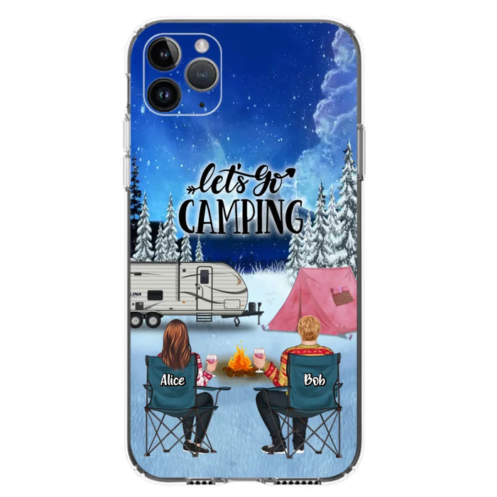 Personalized Christmas Camping Phone Case - Christmas Gift For Family/Couple/Camping Lover - Up to 2 Kids and 3 Pets - Let's Go Camping - Case For iPhone And Samsung