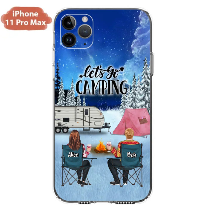Personalized Christmas Camping Phone Case - Christmas Gift For Family/Couple/Camping Lover - Up to 2 Kids and 3 Pets - Let's Go Camping - Case For iPhone And Samsung