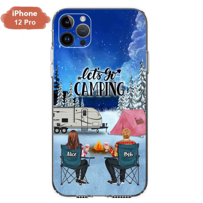 Personalized Christmas Camping Phone Case - Christmas Gift For Family/Couple/Camping Lover - Up to 2 Kids and 3 Pets - Let's Go Camping - Case For iPhone And Samsung