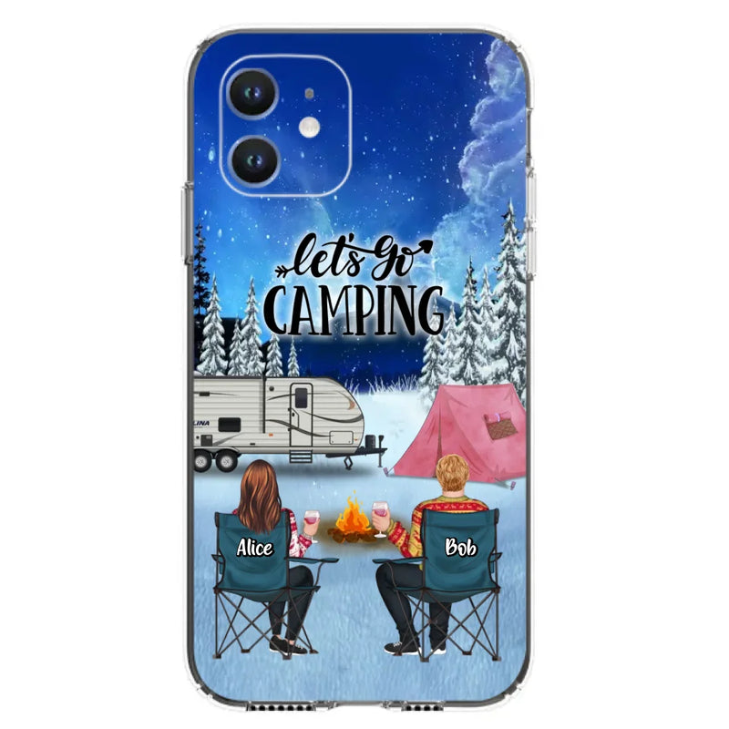 Personalized Christmas Camping Phone Case - Christmas Gift For Family/Couple/Camping Lover - Up to 2 Kids and 3 Pets - Let's Go Camping - Case For iPhone And Samsung