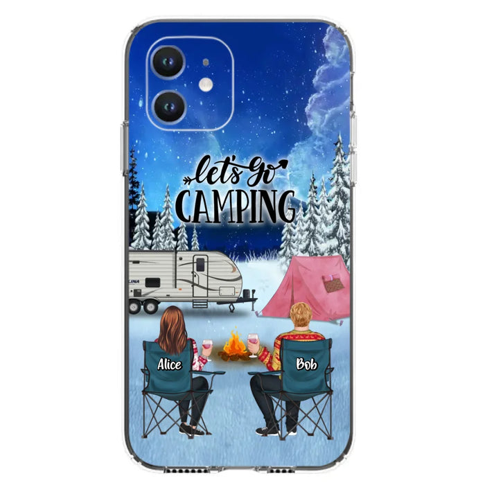 Personalized Christmas Camping Phone Case - Christmas Gift For Family/Couple/Camping Lover - Up to 2 Kids and 3 Pets - Let's Go Camping - Case For iPhone And Samsung
