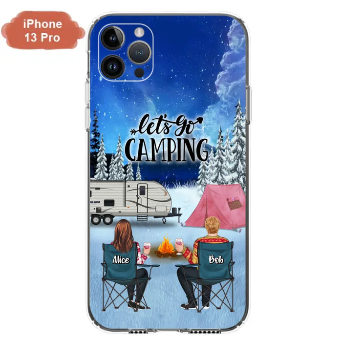 Personalized Christmas Camping Phone Case - Christmas Gift For Family/Couple/Camping Lover - Up to 2 Kids and 3 Pets - Let's Go Camping - Case For iPhone And Samsung