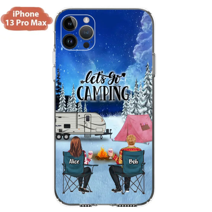 Personalized Christmas Camping Phone Case - Christmas Gift For Family/Couple/Camping Lover - Up to 2 Kids and 3 Pets - Let's Go Camping - Case For iPhone And Samsung