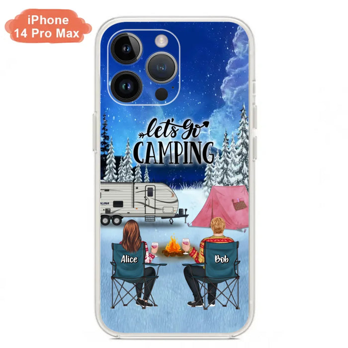 Personalized Christmas Camping Phone Case - Christmas Gift For Family/Couple/Camping Lover - Up to 2 Kids and 3 Pets - Let's Go Camping - Case For iPhone And Samsung