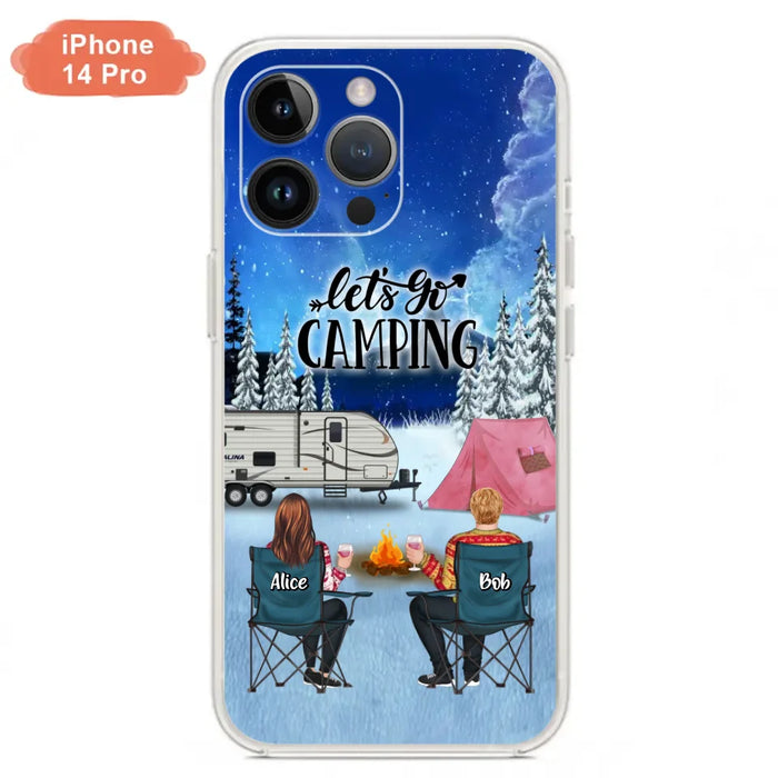 Personalized Christmas Camping Phone Case - Christmas Gift For Family/Couple/Camping Lover - Up to 2 Kids and 3 Pets - Let's Go Camping - Case For iPhone And Samsung