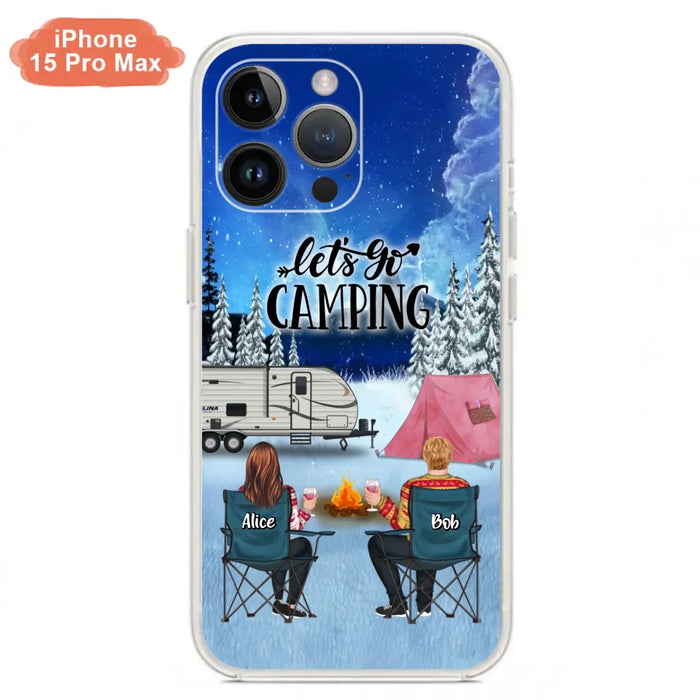 Personalized Christmas Camping Phone Case - Christmas Gift For Family/Couple/Camping Lover - Up to 2 Kids and 3 Pets - Let's Go Camping - Case For iPhone And Samsung