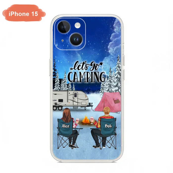 Personalized Christmas Camping Phone Case - Christmas Gift For Family/Couple/Camping Lover - Up to 2 Kids and 3 Pets - Let's Go Camping - Case For iPhone And Samsung
