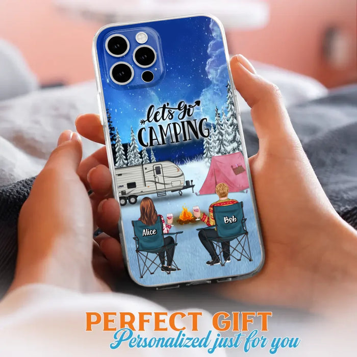 Personalized Christmas Camping Phone Case - Christmas Gift For Family/Couple/Camping Lover - Up to 2 Kids and 3 Pets - Let's Go Camping - Case For iPhone And Samsung