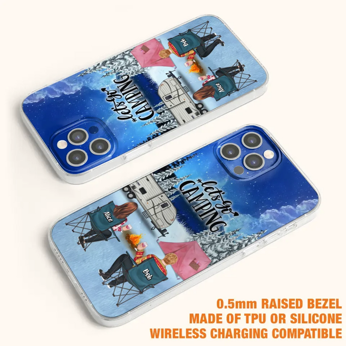 Personalized Christmas Camping Phone Case - Christmas Gift For Family/Couple/Camping Lover - Up to 2 Kids and 3 Pets - Let's Go Camping - Case For iPhone And Samsung