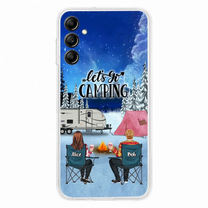 Personalized Christmas Camping Phone Case - Christmas Gift For Family/Couple/Camping Lover - Up to 2 Kids and 3 Pets - Let's Go Camping - Case For iPhone And Samsung