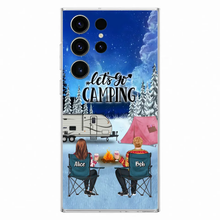 Personalized Christmas Camping Phone Case - Christmas Gift For Family/Couple/Camping Lover - Up to 2 Kids and 3 Pets - Let's Go Camping - Case For iPhone And Samsung