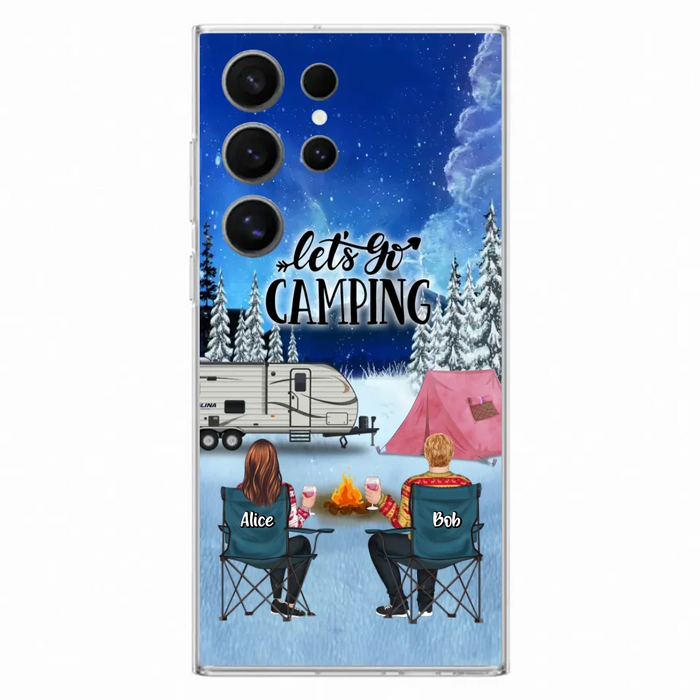 Personalized Christmas Camping Phone Case - Christmas Gift For Family/Couple/Camping Lover - Up to 2 Kids and 3 Pets - Let's Go Camping - Case For iPhone And Samsung
