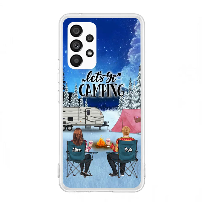 Personalized Christmas Camping Phone Case - Christmas Gift For Family/Couple/Camping Lover - Up to 2 Kids and 3 Pets - Let's Go Camping - Case For iPhone And Samsung