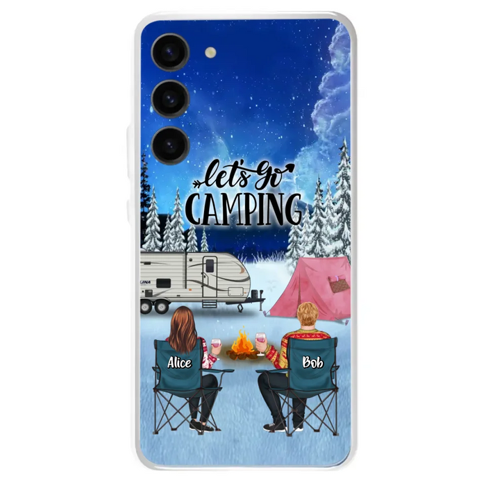 Personalized Christmas Camping Phone Case - Christmas Gift For Family/Couple/Camping Lover - Up to 2 Kids and 3 Pets - Let's Go Camping - Case For iPhone And Samsung