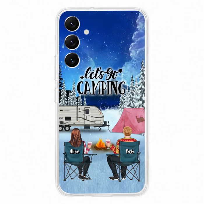 Personalized Christmas Camping Phone Case - Christmas Gift For Family/Couple/Camping Lover - Up to 2 Kids and 3 Pets - Let's Go Camping - Case For iPhone And Samsung