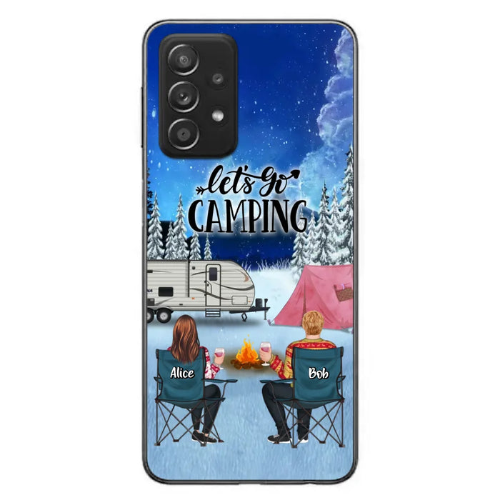 Personalized Christmas Camping Phone Case - Christmas Gift For Family/Couple/Camping Lover - Up to 2 Kids and 3 Pets - Let's Go Camping - Case For iPhone And Samsung