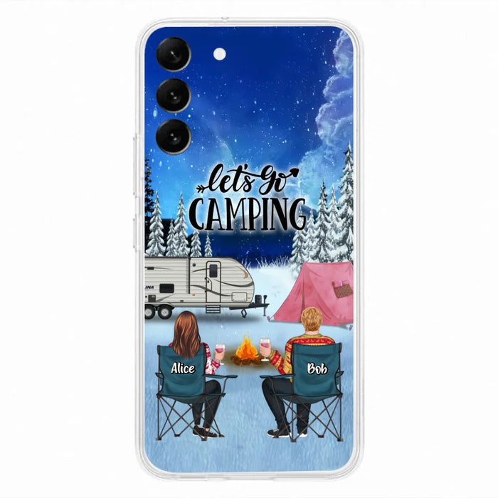 Personalized Christmas Camping Phone Case - Christmas Gift For Family/Couple/Camping Lover - Up to 2 Kids and 3 Pets - Let's Go Camping - Case For iPhone And Samsung
