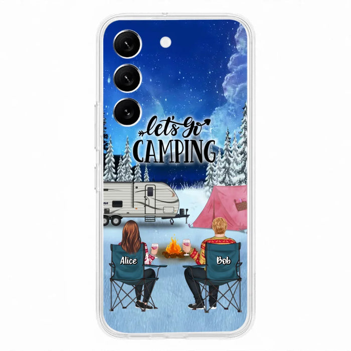 Personalized Christmas Camping Phone Case - Christmas Gift For Family/Couple/Camping Lover - Up to 2 Kids and 3 Pets - Let's Go Camping - Case For iPhone And Samsung