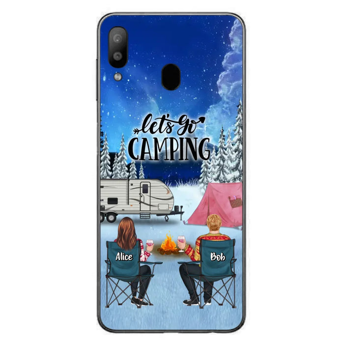 Personalized Christmas Camping Phone Case - Christmas Gift For Family/Couple/Camping Lover - Up to 2 Kids and 3 Pets - Let's Go Camping - Case For iPhone And Samsung