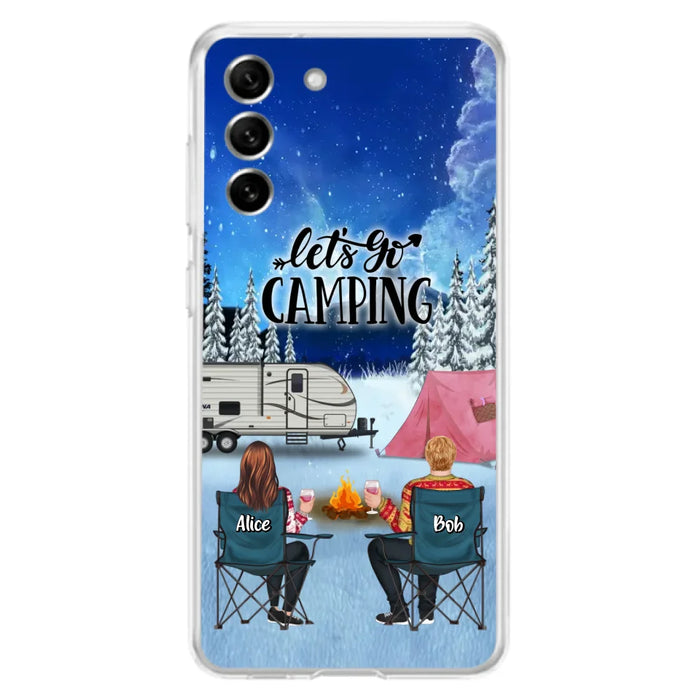 Personalized Christmas Camping Phone Case - Christmas Gift For Family/Couple/Camping Lover - Up to 2 Kids and 3 Pets - Let's Go Camping - Case For iPhone And Samsung