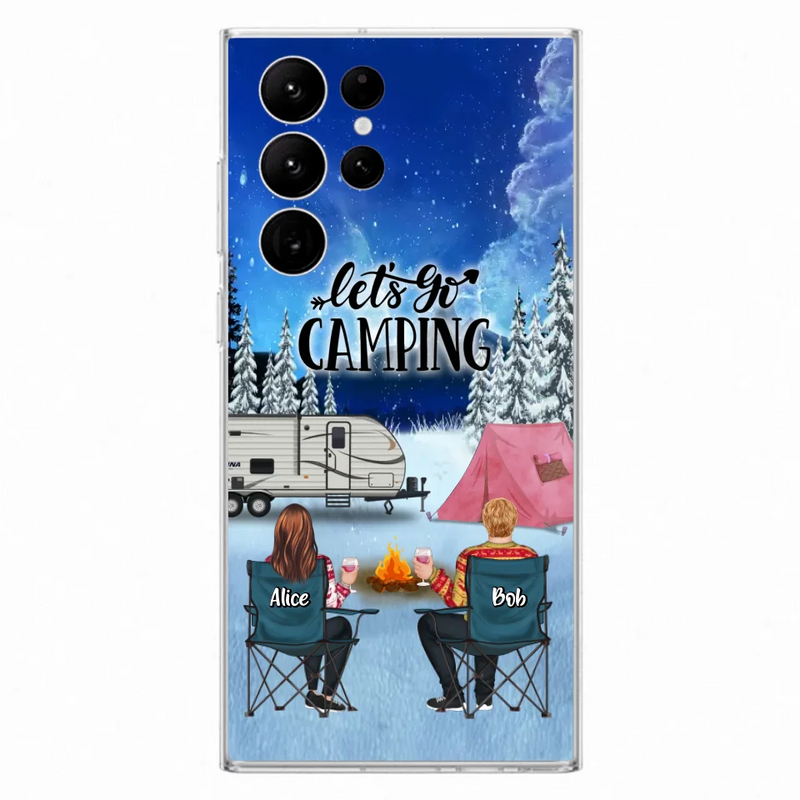 Personalized Christmas Camping Phone Case - Christmas Gift For Family/Couple/Camping Lover - Up to 2 Kids and 3 Pets - Let's Go Camping - Case For iPhone And Samsung