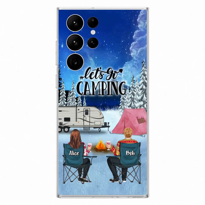 Personalized Christmas Camping Phone Case - Christmas Gift For Family/Couple/Camping Lover - Up to 2 Kids and 3 Pets - Let's Go Camping - Case For iPhone And Samsung