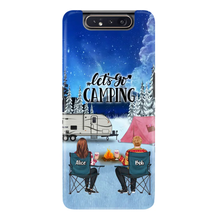 Personalized Christmas Camping Phone Case - Christmas Gift For Family/Couple/Camping Lover - Up to 2 Kids and 3 Pets - Let's Go Camping - Case For iPhone And Samsung