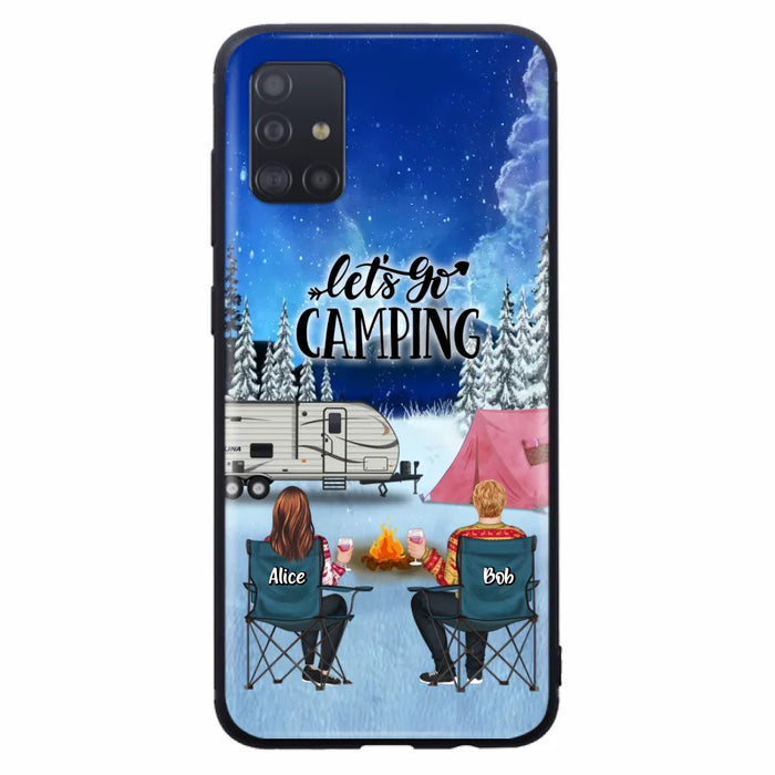 Personalized Christmas Camping Phone Case - Christmas Gift For Family/Couple/Camping Lover - Up to 2 Kids and 3 Pets - Let's Go Camping - Case For iPhone And Samsung